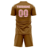Custom Khaki Light Pink Soccer Set