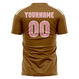Custom Khaki Light Pink Soccer Jersey