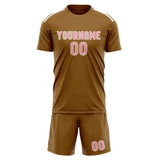 Custom Khaki Light Pink Soccer Set