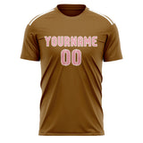 Custom Khaki Light Pink Soccer Jersey