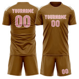 Custom Khaki Light Pink Soccer Set