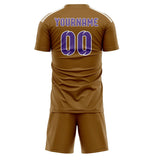 Custom Khaki Light Purple Soccer Set