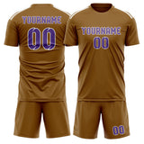 Custom Khaki Light Purple Soccer Set