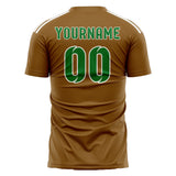 Custom Khaki Emerald Green Soccer Jersey