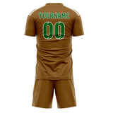 Custom Khaki Emerald Green Soccer Set