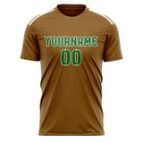 Custom Khaki Emerald Green Soccer Jersey