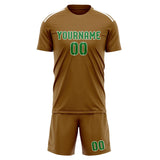 Custom Khaki Emerald Green Soccer Set