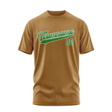Custom Khaki Emerald Green T-Shirt