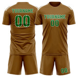 Custom Khaki Emerald Green Soccer Set
