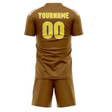 Custom Khaki Light Yellow Soccer Set