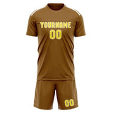 Custom Khaki Light Yellow Soccer Set
