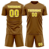 Custom Khaki Light Yellow Soccer Set
