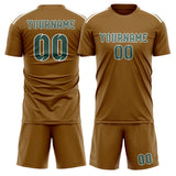 Custom Khaki Blue Green Soccer Set