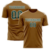 Custom Khaki Blue Green Soccer Jersey
