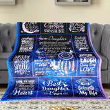Blanket for Daughter Gifts - To My Daughter... Hugs Never Give Up,” From Parents, Birthday, Christmas, Everyday Encouragement, Inspirational Motivational