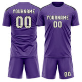 Custom Light Purple Cream Soccer Set