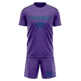 Custom Light Purple Sky Blue Soccer Set