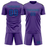 Custom Light Purple Sky Blue Soccer Set