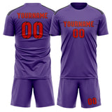 Custom Light Purple Orange Red Soccer Set