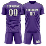 Custom Light Purple White Soccer Set