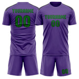 Custom Light Purple Emerald Green Soccer Set