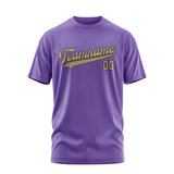 Custom Light Purple Light Khaki T-Shirt