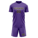 Custom Light Purple Brown Soccer Set