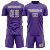 Custom Light Purple Gray Soccer Set