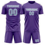 Custom Light Purple Light Blue Soccer Set