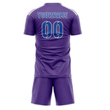 Custom Light Purple Sky Blue Soccer Set