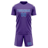 Custom Light Purple Sky Blue Soccer Set