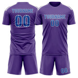 Custom Light Purple Sky Blue Soccer Set
