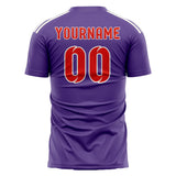Custom Light Purple Orange Red Soccer Jersey