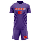 Custom Light Purple Orange Red Soccer Set