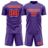 Custom Light Purple Orange Red Soccer Set