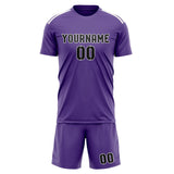 Custom Light Purple Black Soccer Set