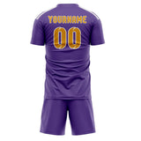 Custom Light Purple Yellow Soccer Set