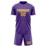 Custom Light Purple Yellow Soccer Set