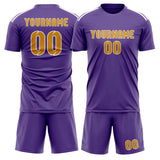 Custom Light Purple Yellow Soccer Set