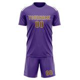 Custom Light Purple Khaki Soccer Set