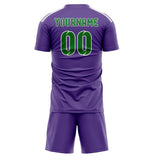 Custom Light Purple Emerald Green Soccer Set