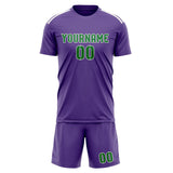 Custom Light Purple Emerald Green Soccer Set