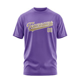 Custom Light Purple Light Khaki T-Shirt