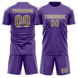 Custom Light Purple Light Khaki Soccer Set