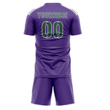Custom Light Purple Blue Green Soccer Set