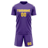 Custom Light Purple Gold Soccer Set