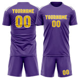 Custom Light Purple Gold Soccer Set