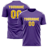 Custom Light Purple Gold Soccer Jersey