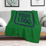 Custom Emerald Green Navy Blue Blanket