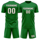 Custom Emerald Green Cream Soccer Set